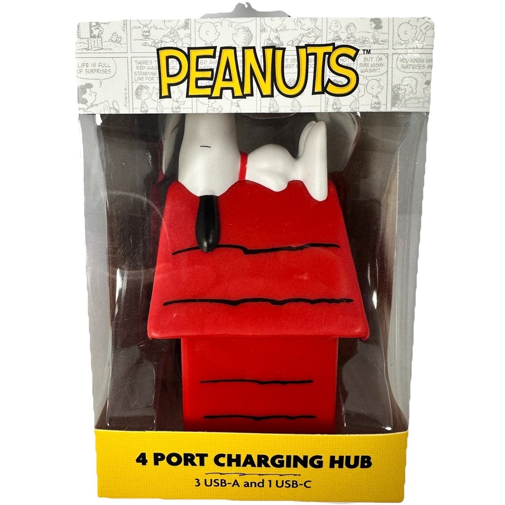 Peanuts Snoopy Doghouse 4 Port USB Charging Hub Red New PN1242-HL